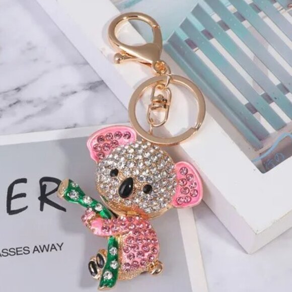 ๐Crystal Koala Bear Rhinestone Gold Keychain Bag Charm Purse Accessory - Picture 3 of 5